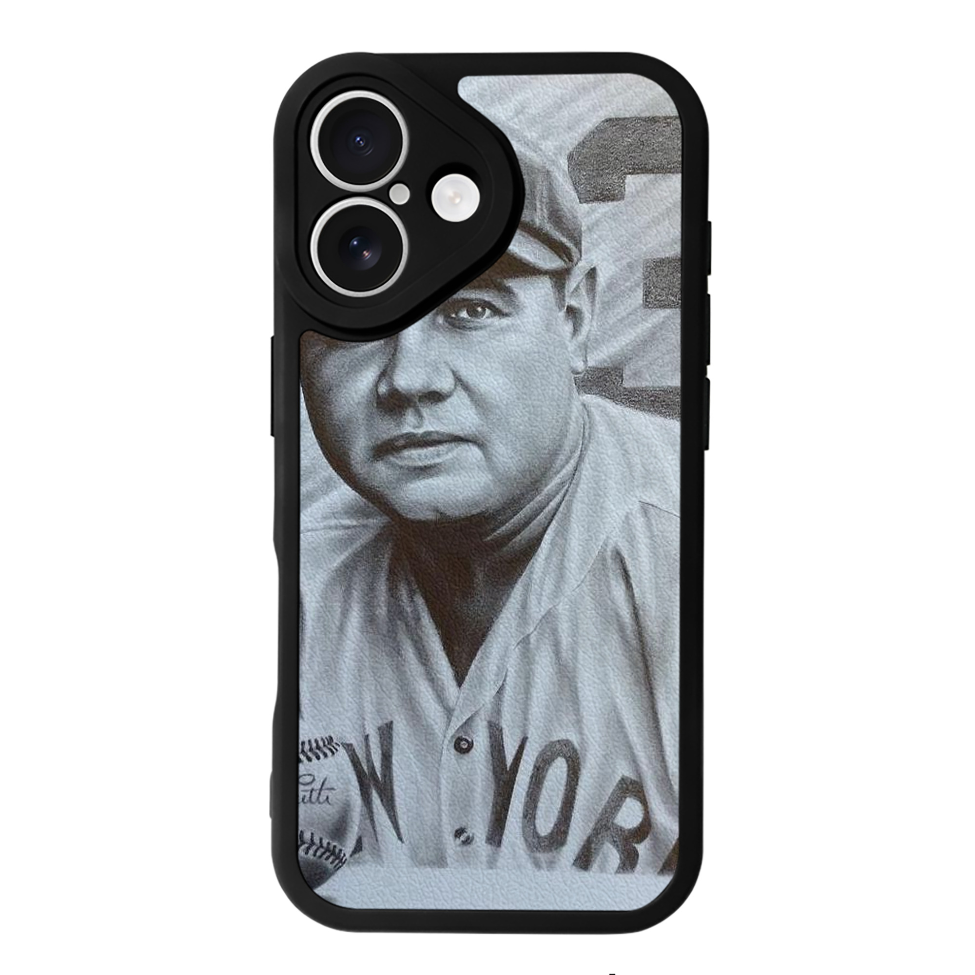 Babe Ruth 29 IPhone 16 Silicone Leather Case – UV Print, Lambskin Texture – Perfect Fit, Wireless Charging Compatible, Scratch Resistant, Precise Cutouts – Stylish Protection For IPhone 16